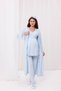 Blue Lace Detailed Design Full Length Maternity Maternity Pajamas Set of 3 - 4