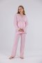 Powder Puff Design Cotton Long Sleeve Maternity Pajama Set with Dressing Gown 3-Piece Set - 3