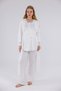 Ecru Long Sleeve Cotton Full Length Maternity Pajama Set with Lace on Sleeves and Collar, 3-Piece Set - 2