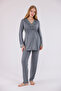Smoked Lace Detailed Nursing-Friendly Cotton Maternity Pajama Set
