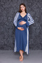 Navy Blue Striped Maternity Nightgown with Breastfeeding Feature Set of 2 - 4