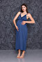 Navy Blue Striped Strap Maternity Nightgown-Dressing Gown and Pajama Set Set of 4 - 7