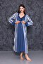 Navy Blue Striped Maternity Nightgown with Breastfeeding Feature Set of 2 - 8