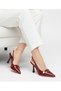 Burgundy Patent Leather Open-Back Women's Stiletto Shoes with Pearl Detail and 9cm Heel - 3