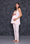 Maternity Maternity Morning Dress with Powder Strap and Breastfeeding Features 3-Piece Pajama Set - 8