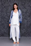 Navy Blue Striped Maternity Maternity Pajama Set with Breastfeeding Feature and Maternity Dress - 4