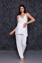 Green Striped Maternity Maternity Pajama Set with Breastfeeding Feature - 7
