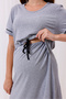 Gray Melange Maternity Nightdress with Breastfeeding Feature - 4