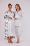 Ecru Patterned Long Sleeve Cotton Maternity Pajama Set and Nightgown 4-Piece Set - 5