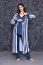 Navy Blue Striped Strap Maternity Nightgown-Dressing Gown and Pajama Set Set of 4 - 4