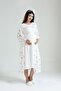 Ecru Floral Patterned Cotton Maternity Nightgown Maternity Nightgown-Dressing Gown Set Set - 7