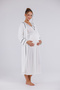 Ecru Bias-Cut Design Cotton Long Sleeve Maternity Nightgown-Dressing Gown Set of 2 - 2