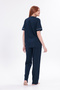 Women's Navy Blue Ribbed Front Buttoned Cotton Short Sleeve Pajama Set - 7
