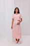 Pink Melange Maternity Nightgown with Breastfeeding Feature - 5