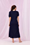 Navy Blue Ribbon Detailed Maternity Nightgown with Breastfeeding Features - 2