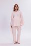 Powder Jacquard Flywheel Sleeve Lace Cotton Maternity Pajamas 3-Piece Set - 4