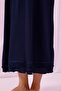 Navy Blue Ribbon Detailed Maternity Nightgown with Breastfeeding Features - 7