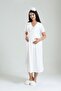 Ecru Double Breasted Lace Patterned Maternity Nightgown-Pajamas Set Set - 4