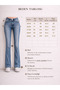 Women's High Waist Enzyme Washed Cotton Comfortable Dady Fit Jean Trousers Inner Length:82Cm - 6