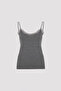 Anthracite Grey Thin Strap Lace Detailed Tank Top Camisole - 5
