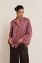 Rose Dried Satin Lace Detailed Long Sleeve Relaxed Cut Blouse - 2
