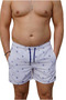 Men's Plus Size White Marine Printed Standard Size Swimsuit Sea Shorts - 3