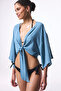 Blue Carrie Beach Tie up Top Swimwear
