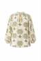 Cream patterned tie-dye detailed long sleeve comfortable cut blouse - 5