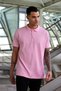 Powder Pink Sports Polo Collar Buttoned Cotton Casual Short Sleeve Regular Fit T-shirt - 2