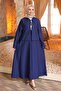 Navy Blue Tie Front Kimono Skirt Suit