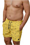 Men's Plus Size Yellow Marine Printed Standard Size Swimsuit Sea Shorts - 4