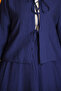 Navy Blue Tie Front Kimono Skirt Suit - 2