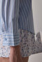 Blue Shirt Collar Long Sleeve Shorts Pajama Set - 4