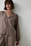 Beige Brownish Shirt Collar Detail Pajama Set - 2