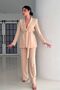 Tie-Up Blazer Jacket Wide Leg Trousers Set