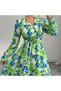 Women's Floral Print Short Chiffon Dress - 4