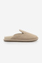 Women's Genuine Leather Studded Troc Sabo Casual Slipper Sufite Beige Suede - 3