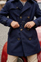 Boy's Cotton Lined Water Repellent Navy Blue Raincoat Trench Coat - 4