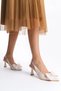 Women's Bowknot Evening Dress Burgundy Fabric Heeled Shoes 7cm Heel - 3