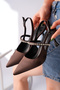 Women's Bitter Brown Satin Stone New Season Heeled Shoes