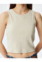 Crew Neck Corded Cotton Slim Fit Crop Tank Top - 5