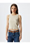 Crew Neck Corded Cotton Slim Fit Crop Tank Top - 3
