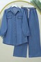 Buttoned Pocket Detailed Wide Leg Trousers Jeans Set - 6