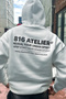 816 Atelier ®   Printed Oversize Unisex White Hoodie