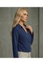 Women's Belt Detailed Woven Fabric Double Breasted Shirt Collar Blouse A7953 - 5