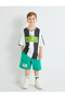 Oversize T-Shirt V Neck Color Block Sports Printed Short Sleeve