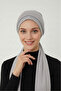 Tie-On Light Gray Ready-To-Wear Turban Hijab Cap Suitable for Medical Use - 3