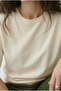 Women's Ecru 100% Organic Cotton Pack Crew Neck Oversized Basic T-Shirt - 3