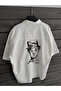 White Chaplin Short Sleeve Oversized Shirt Sw-1579 - 4
