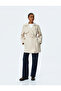 Gabardine Fabric Double Breasted Trench Coat with Belt Pockets